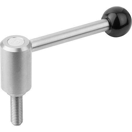 KIPP Adjustable Tension Levers in stainless, ext. thread, 0°, metric K0109.1122X15